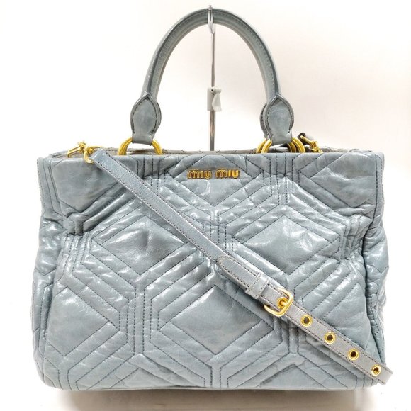 Miu Miu Handbags - Miu Miu Vitello Shine Trapu Cipria Satchel 2 tone bag in beautiful blues! ✨ ✨